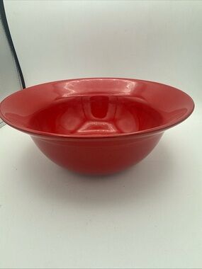 Earthenware Exclusively For Pier 1 Red Rimmed Salad Serving Bowl 10”x 5” Spain